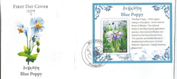 BHUTAN BLUE POPPY FDC