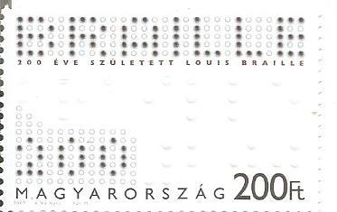 STAMP ON LOUIS BRAILLE -HUNGARY 2009