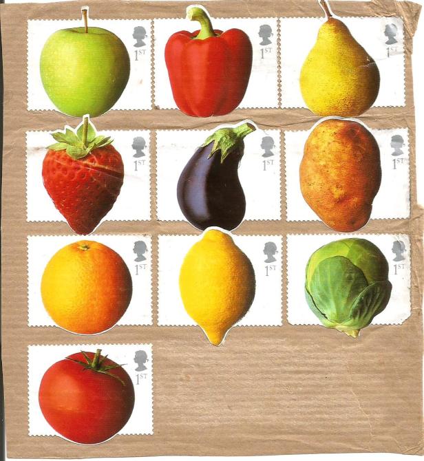 GB ODD SHAPE FRUITS STAMPS