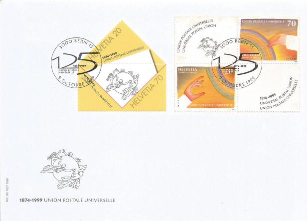 FDC SWITZERLAND UPU 125 YEARS
