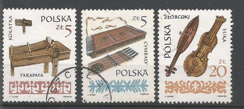 Traditional Polish String Instruments Folk Music Instruments on Stamps – Poland 1985 – Stamp Digest