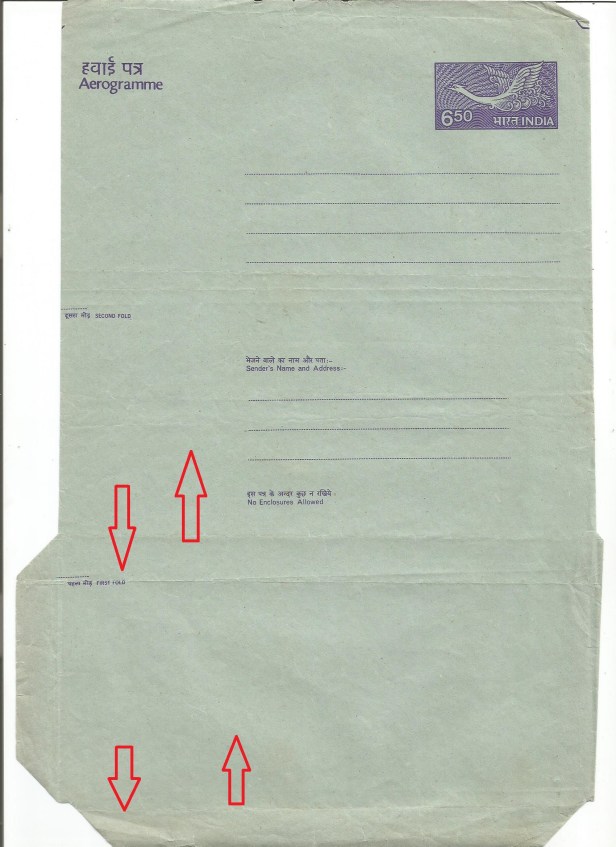 INDIA ERRORS AEROGRAMME UPSIDE DOWN