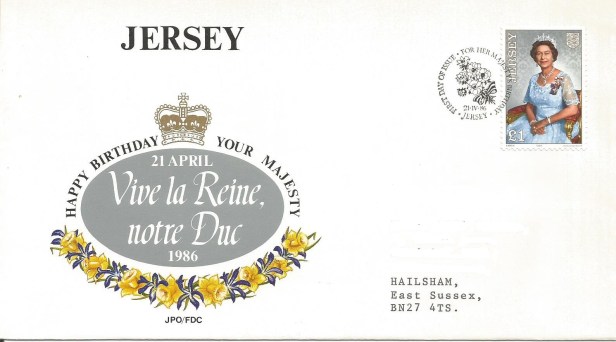 JERSEY FDC QEII 60TH BDAY