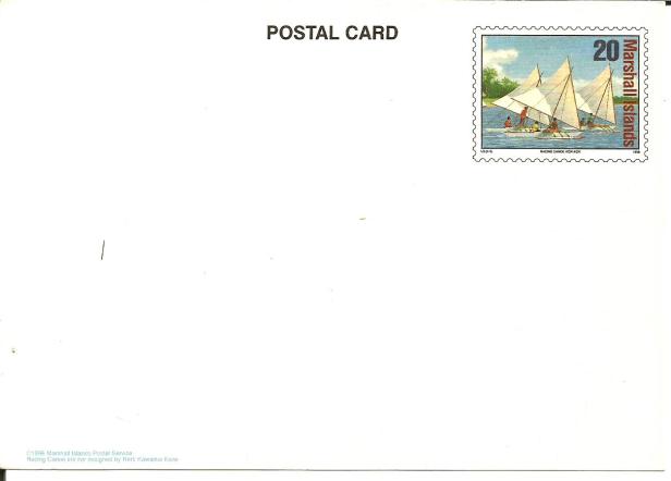 MARSHALL ISLANDS POST CARD 1996-CANOE RACE KOR KOR