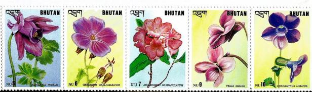 BHUTAN 5V FLOWERS2